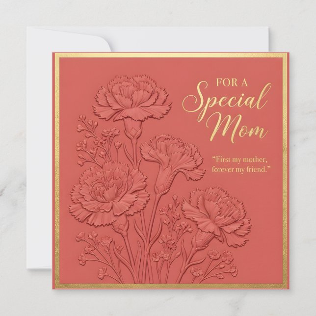 Tarjeta del Día de la Madre con flores en relieve (Anverso)