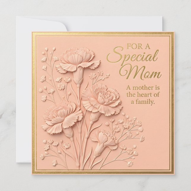 Tarjeta del Día de la Madre con flores en relieve (Anverso)