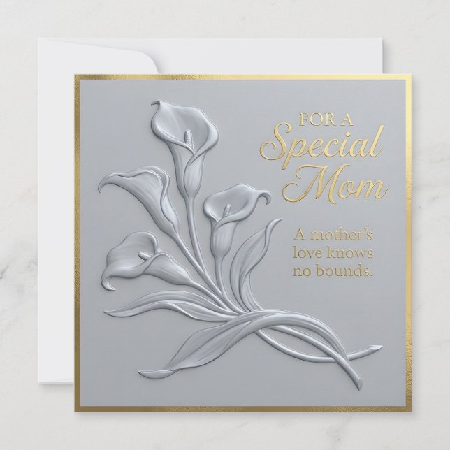 Tarjeta del Día de la Madre con flores en relieve (Anverso)