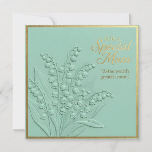 Tarjeta del Día de la Madre con flores en relieve