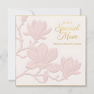 Tarjeta del Día de la Madre con flores en relieve