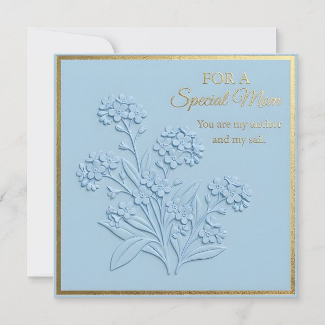 Tarjeta del Día de la Madre con flores en relieve (Anverso)