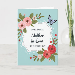 Tarjeta del Día de la Madre con flores enmarcadas
