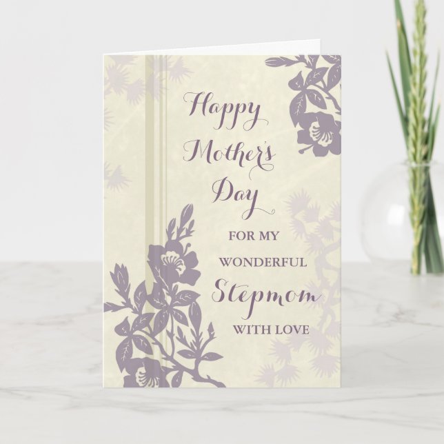 Tarjeta del Día de la Madre con flores moradas par (Anverso)