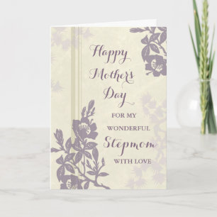 Tarjeta del Día de la Madre con flores moradas par