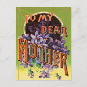 Tarjeta del Día de la Madre con Flores Purpúreas