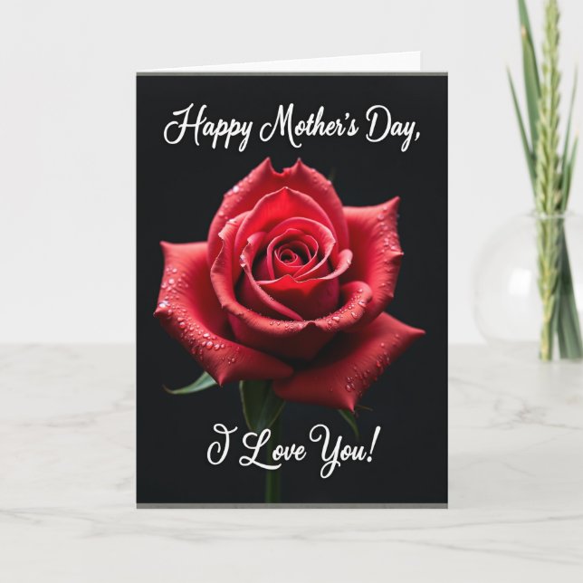Tarjeta del Día de la Madre con flores rojas húmed (Anverso)