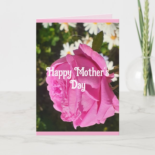 Tarjeta del Día de la Madre con Flores Rosadas Flo (Anverso)