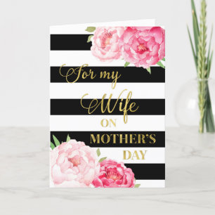 Tarjeta del Día de la Madre con flores rosadas neg