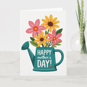 Tarjeta del Día de la Madre con flores teal