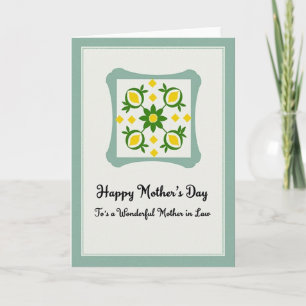 Tarjeta del Día de la Madre con flores verdes