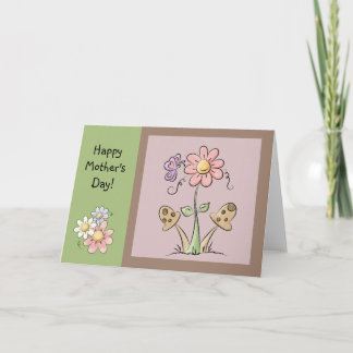 Tarjeta del día de la madre con flores y gente del