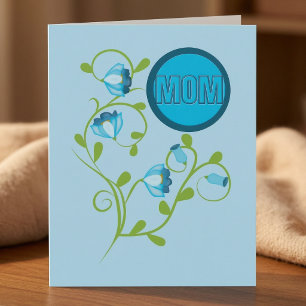 Tarjeta del día de la madre con foto y flor en vid
