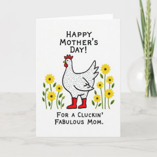 Tarjeta del Día de la Madre con gallina de lunares