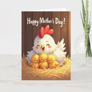Tarjeta del Día de la Madre con Gallina de Mejilla