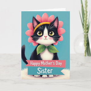 Tarjeta del Día de la Madre con Gato Caprichoso
