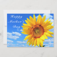 Tarjeta del Día de la Madre con girasol y abejas