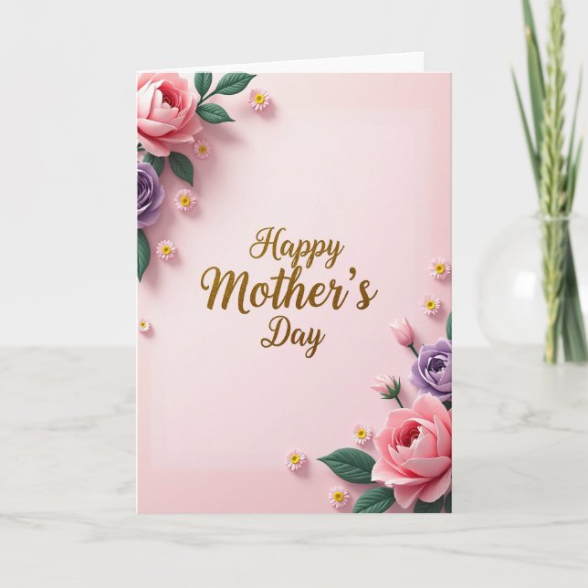 Tarjeta del Día de la Madre con Gradiente Rosa (Anverso)