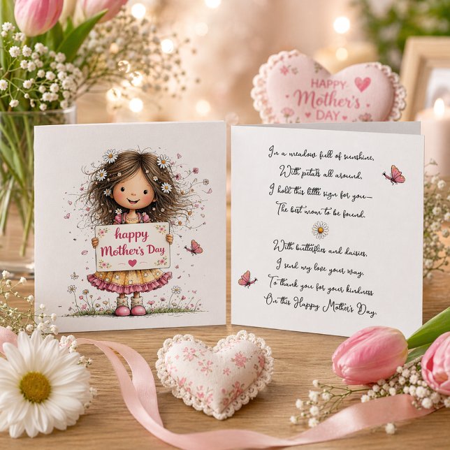 Tarjeta del Día de la Madre con ilustración de niñ (Subido por el creador)