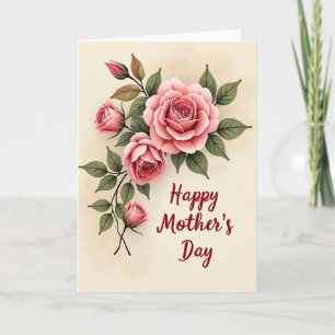 Tarjeta del Día de la Madre con Ilustración Floral