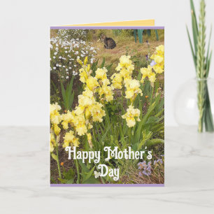 Tarjeta del Día de la Madre con Iris Amarillo y Fl