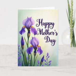 Tarjeta del Día de la Madre con Iris Morado a Raya