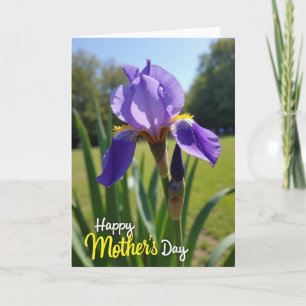 Tarjeta del Día de la Madre con Iris Púrpura
