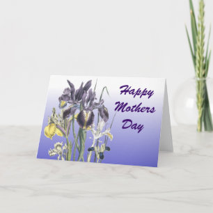 Tarjeta del Día de la Madre con Iris Púrpura