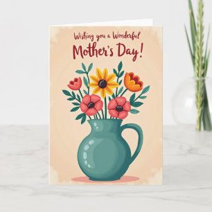 Tarjeta del Día de la Madre con Jarra Azul