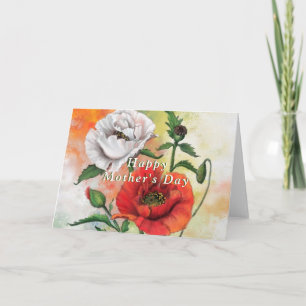 Tarjeta del Día de la Madre con lapiceros rojos bl