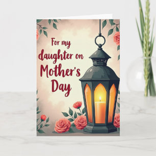 Tarjeta del Día de la Madre con linterna brillante