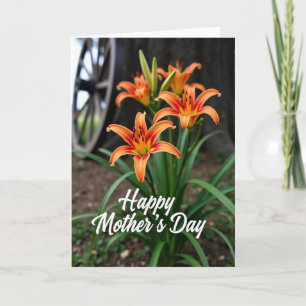 Tarjeta del Día de la Madre con Lirios Naranjas