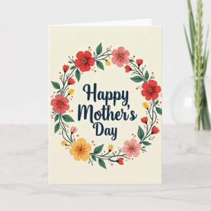 Tarjeta del Día de la Madre con lunares florales