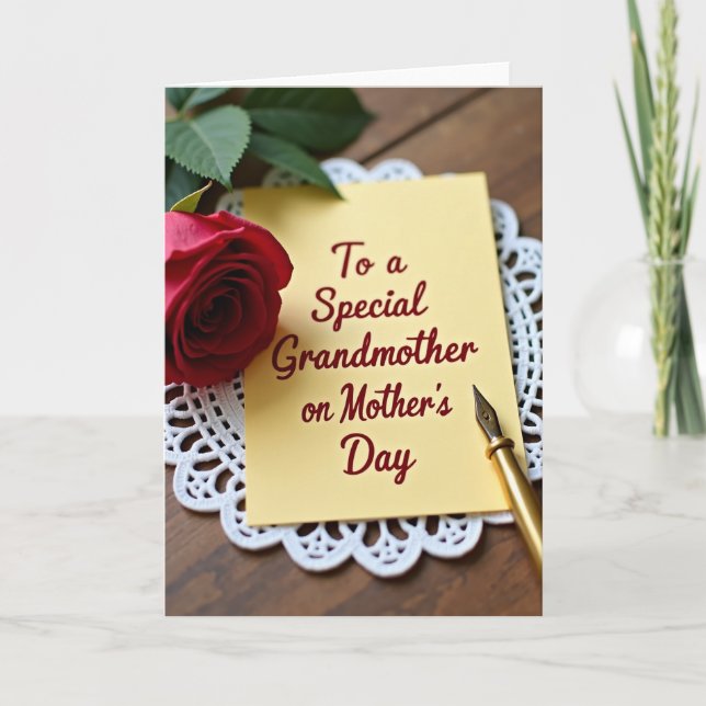 Tarjeta del Día de la Madre con Mantel de Encaje (Anverso)