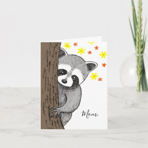 Tarjeta del Día de la Madre con Mapache Lindo Únic