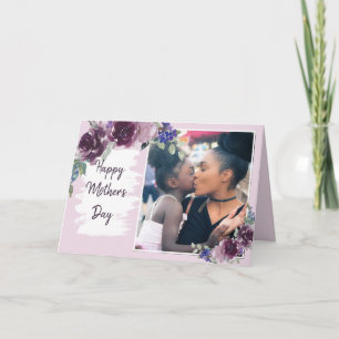 Tarjeta del Día de la Madre con marco de foto flor