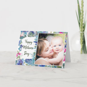 Tarjeta del Día de la Madre con marco de foto flor