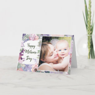 Tarjeta del Día de la Madre con marco de foto flor