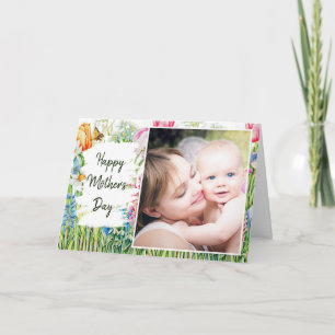 Tarjeta del Día de la Madre con marco de foto flor