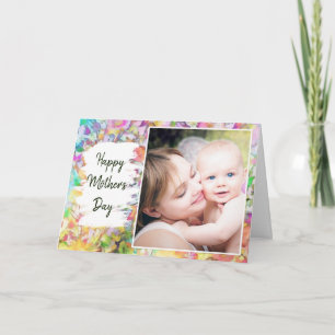 Tarjeta del Día de la Madre con marco de foto flor