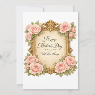 Tarjeta del Día de la Madre con Marco de Rosa Vint