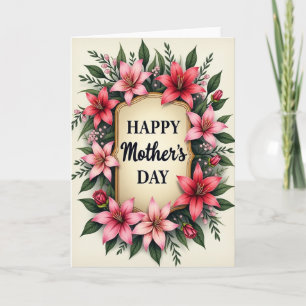 Tarjeta del Día de la Madre con Marco Floral