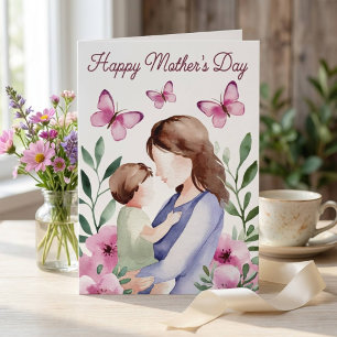 Tarjeta del Día de la Madre con Mariposa Floral Ro