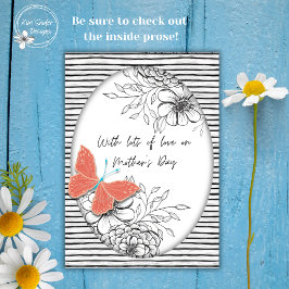 Tarjeta del Día de la Madre con Mariposa y Floral