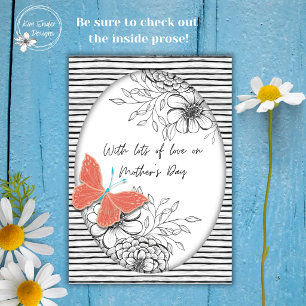 Tarjeta del Día de la Madre con Mariposa y Floral