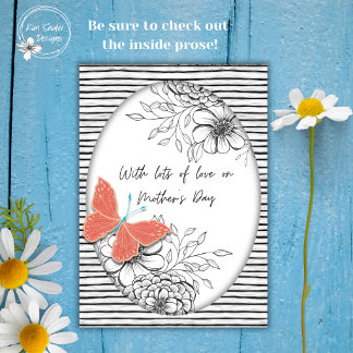 Tarjeta del Día de la Madre con Mariposa y Floral