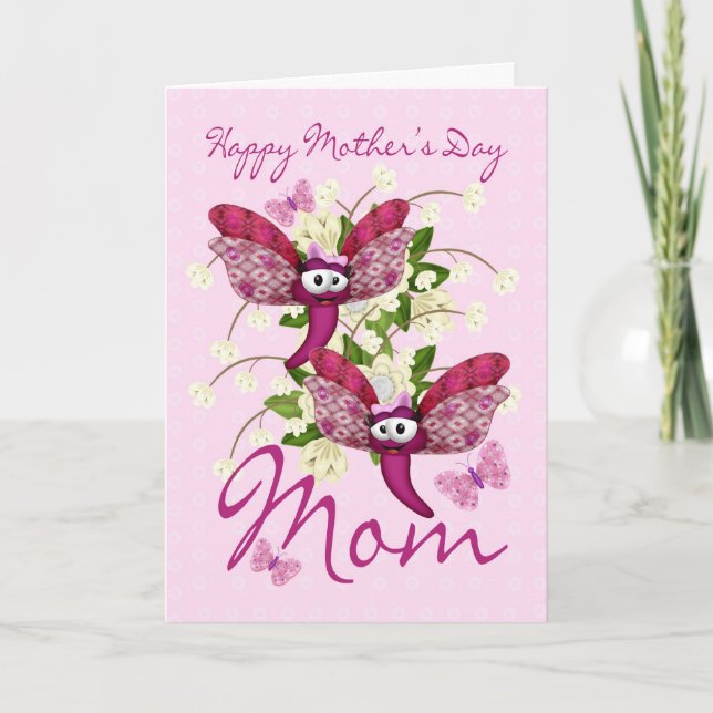 Tarjeta del día de la madre con mariposas de gemel (Anverso)