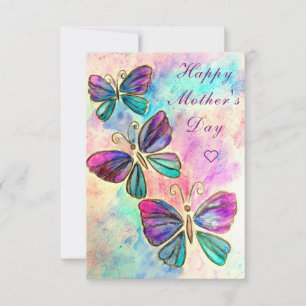 Tarjeta del Día de la Madre con Mariposas en Acuar