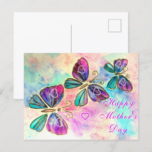Tarjeta del Día de la Madre con mariposas rosadas 