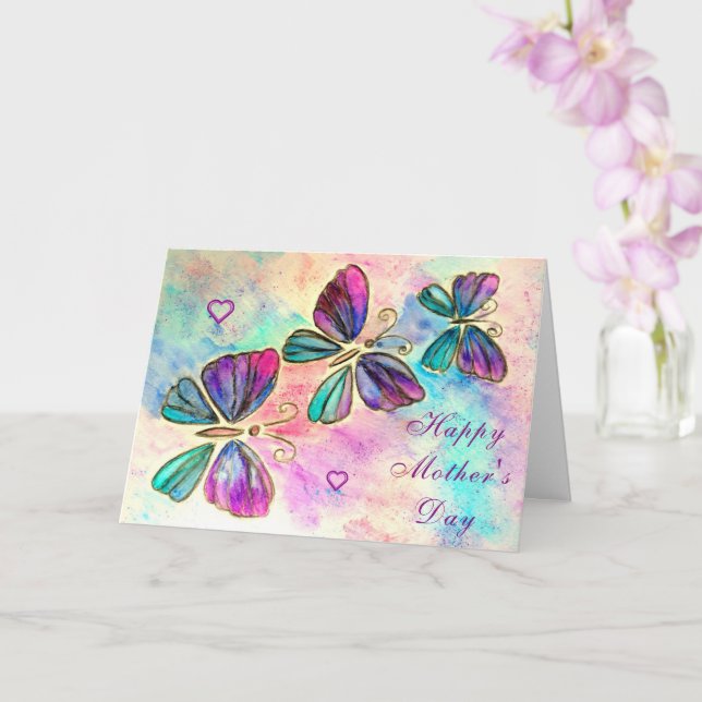 Tarjeta del día de la madre con mariposas voladora (Orquídea)